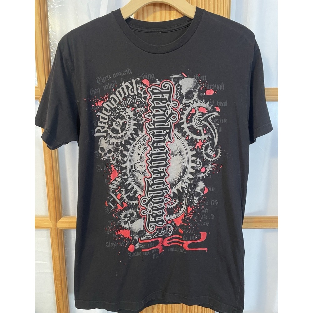 Red Chapter Mark Palmer T Shirt Mens Sz M Graphic Black Skull Gear Imagery Goth